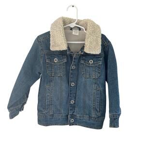 Gymboree Boys XS Denim Jacket Sherpa Collar Fleece Lined